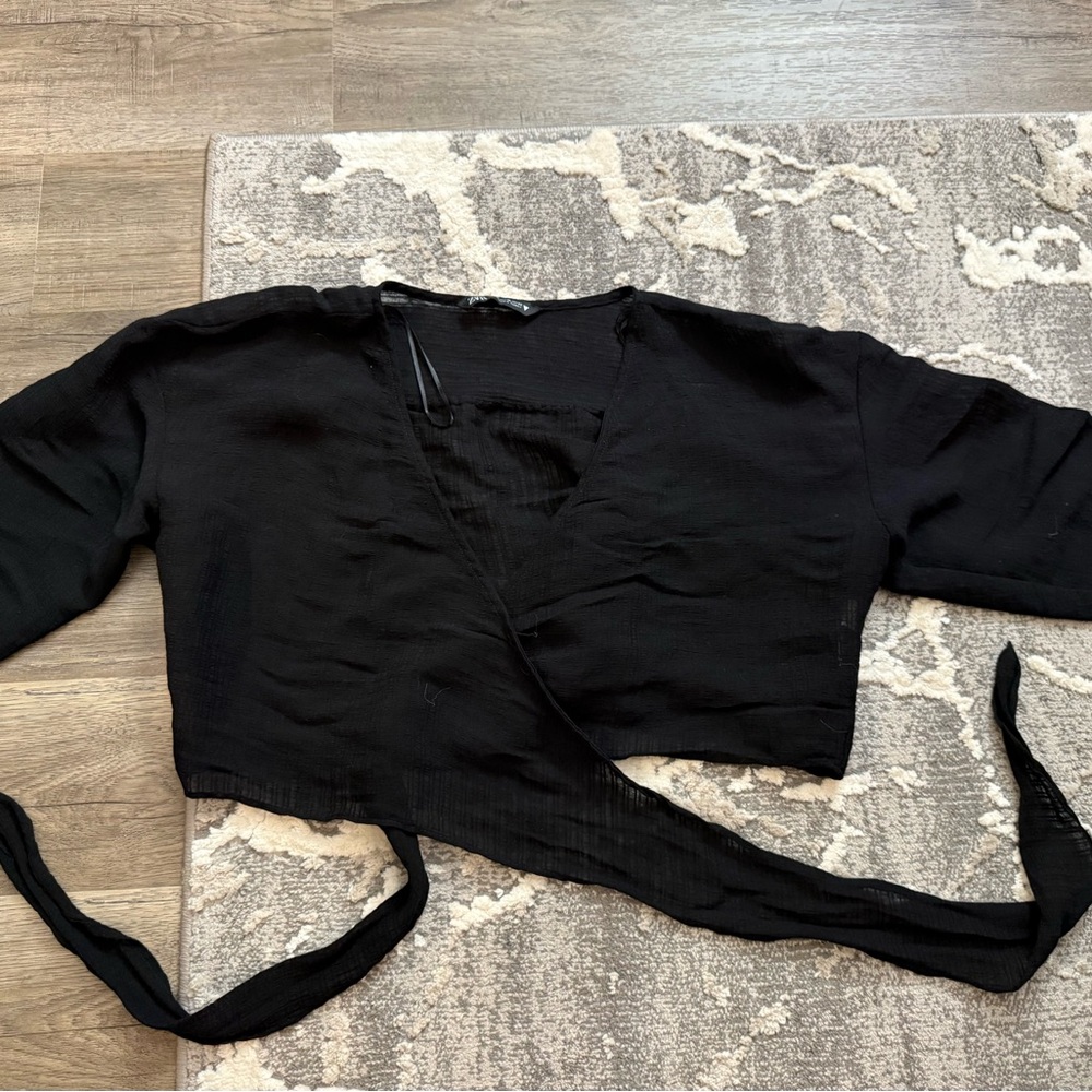 Zara Black Wrap Crop Top
